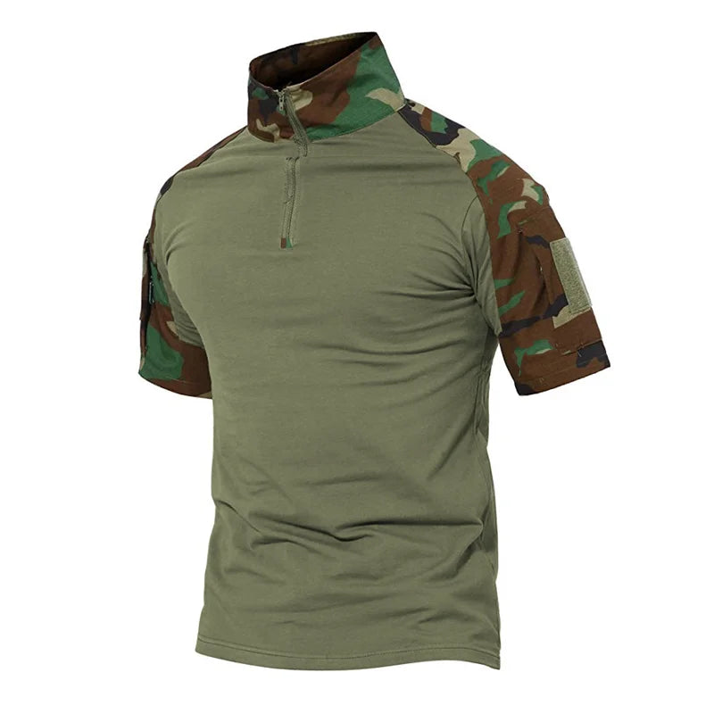Men's Tactical T-Shirts Camouflage Army Uniform Hunt Working Short Sleeve Shirts Assault Combat Military Cotton Clothes For Male