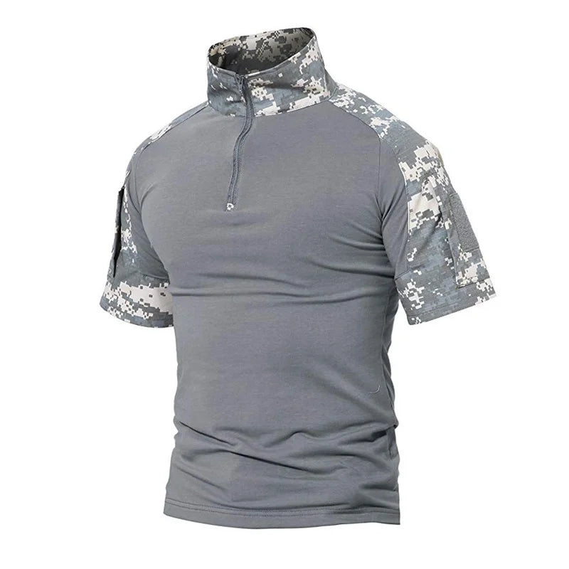 Men's Tactical T-Shirts Camouflage Army Uniform Hunt Working Short Sleeve Shirts Assault Combat Military Cotton Clothes For Male