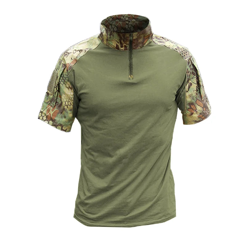 Men's Tactical T-Shirts Camouflage Army Uniform Hunt Working Short Sleeve Shirts Assault Combat Military Cotton Clothes For Male