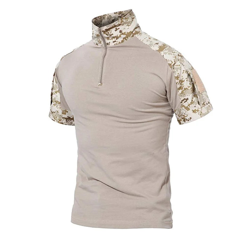 Men's Tactical T-Shirts Camouflage Army Uniform Hunt Working Short Sleeve Shirts Assault Combat Military Cotton Clothes For Male