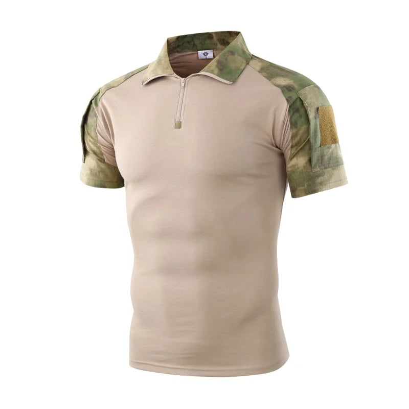 Men's Tactical T-Shirts Camouflage Army Uniform Hunt Working Short Sleeve Shirts Assault Combat Military Cotton Clothes For Male