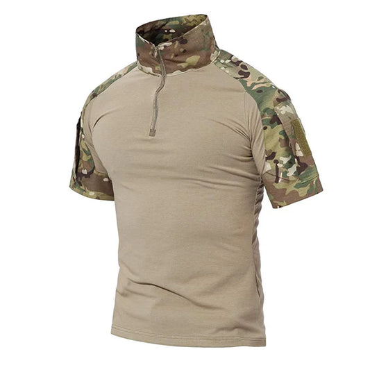 Men's Tactical T-Shirts Camouflage Army Uniform Hunt Working Short Sleeve Shirts Assault Combat Military Cotton Clothes For Male